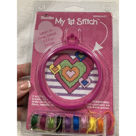 Bucilla My 1st Cross Stitch Kit with Heart Design - Partially Completed - Picture 1 of 3